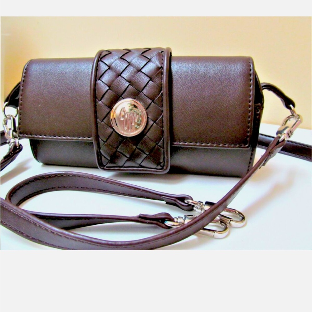 NWOT Joy‎ Mangano Dark Brown Cross Body Mini Handbag